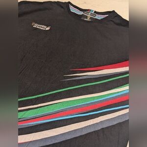 Guinness Rugby Black Tee with Colorful Stripes. Xl
